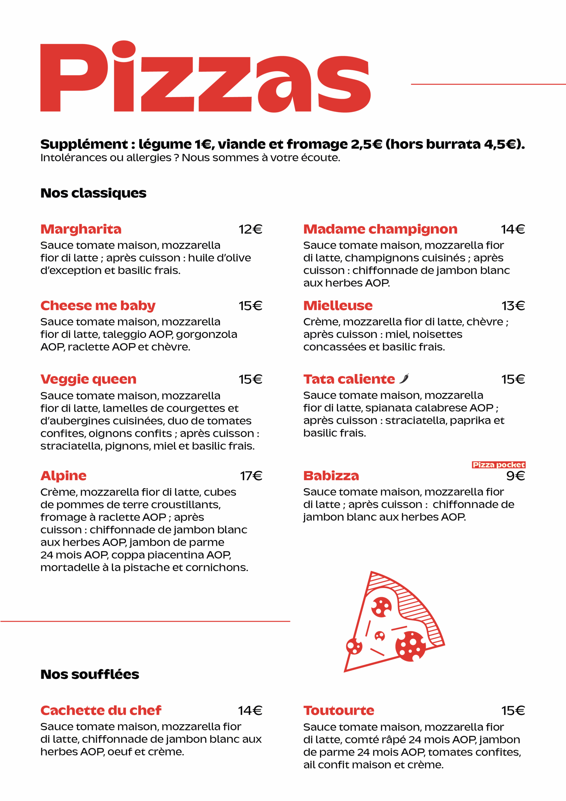 Pizza gourmet à Yerres – La carte - Un Rond dans un Carré