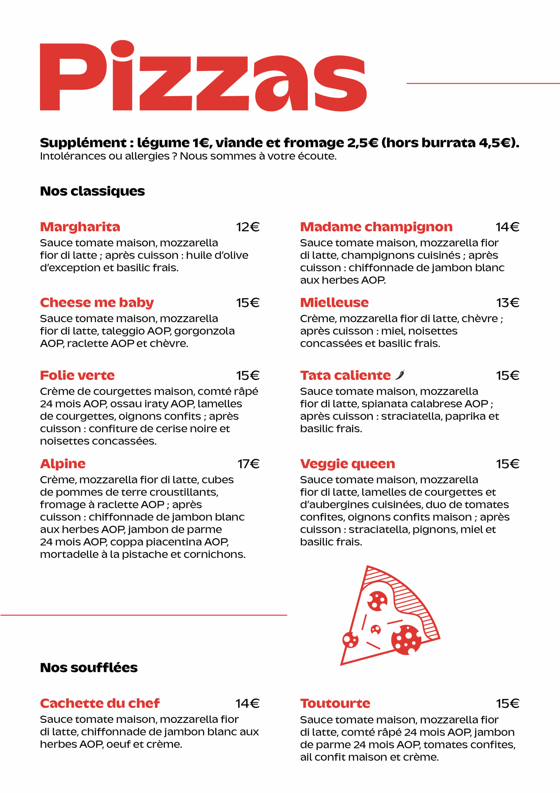 Pizza gourmet à Yerres – La carte - Un Rond dans un Carré